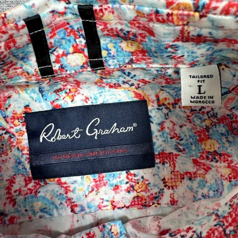 Robert Graham Shirt Mens Large Tailored Kamari Colorful Paisley Long Sleeve NEW